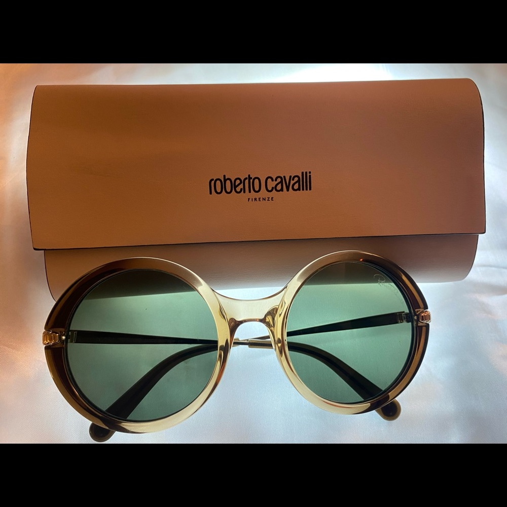 Roberto Cavalli Brown Round Sunglasses